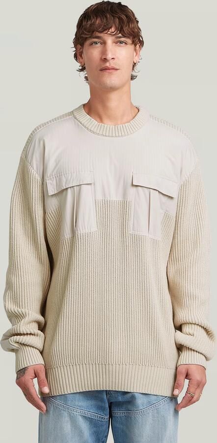 G-Star RAW Woven Mix Gebreide Trui Wit Heren - Foto 6