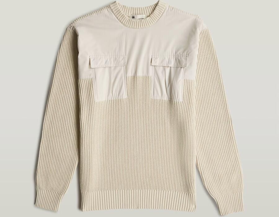 G-Star RAW Woven Mix Gebreide Trui Wit Heren - Foto 2