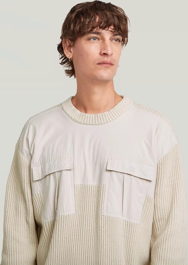 G-Star RAW Woven Mix Gebreide Trui Wit Heren - Foto 3