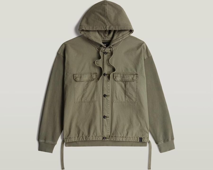 G-Star RAW Woven Mix Loose Hoodie Overshirt Groen Heren - Foto 4