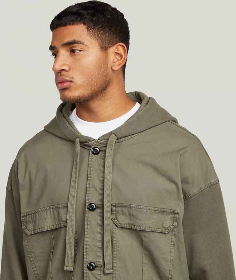G-Star RAW Woven Mix Loose Hoodie Overshirt Groen Heren - Foto 3