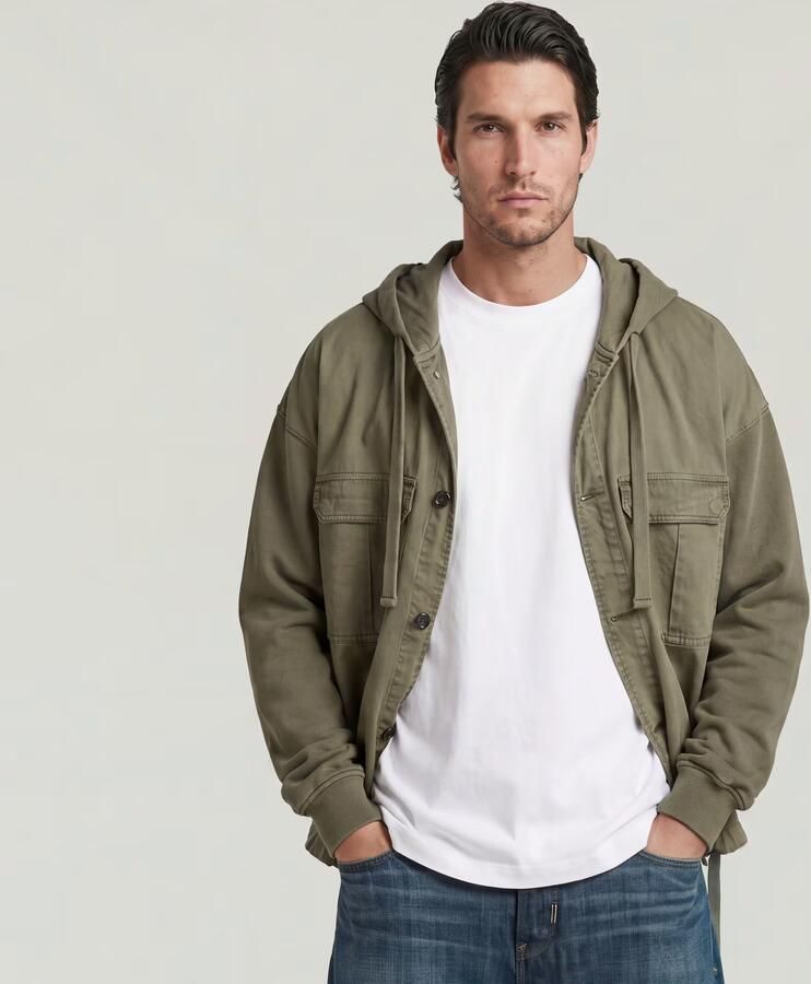 G-Star RAW Woven Mix Loose Hoodie Overshirt Groen Heren - Foto 3