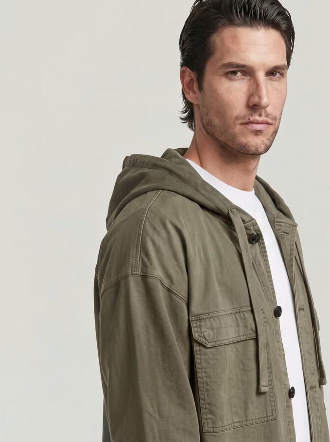 G-Star RAW Woven Mix Loose Hoodie Overshirt Groen Heren - Foto 5