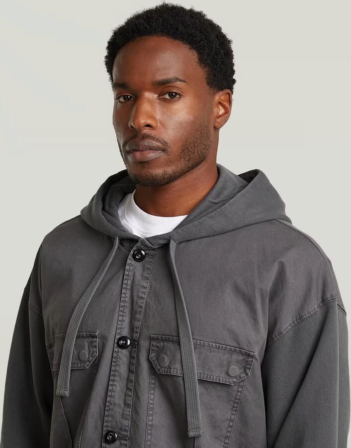 G-Star RAW Woven Mix Loose Hoodie Overshirt Zwart Heren - Foto 4