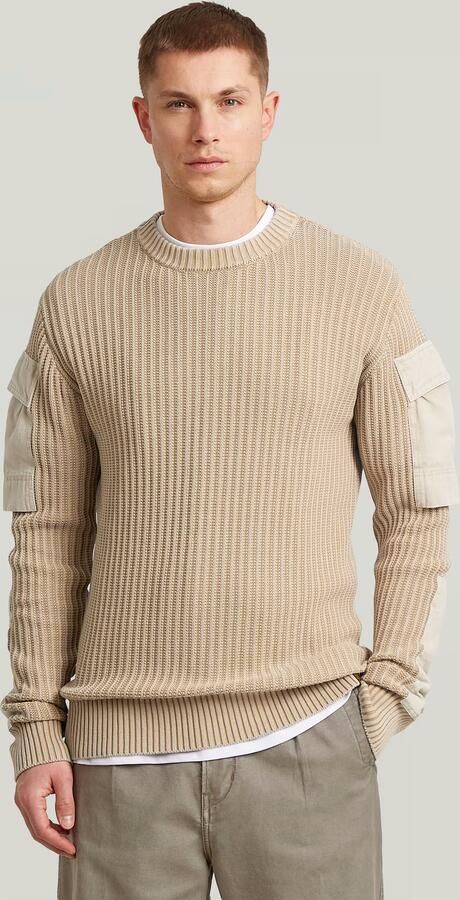 G-Star RAW Woven Mix Washed Gebreide Trui Beige Heren