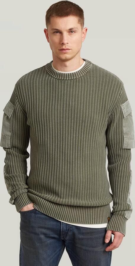 G-Star RAW Woven Mix Washed Gebreide Trui Groen Heren