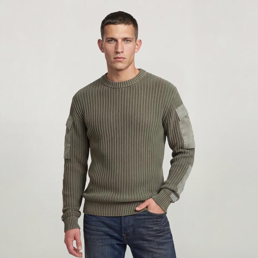 G-Star RAW Woven Mix Washed Gebreide Trui Groen Heren - Foto 3
