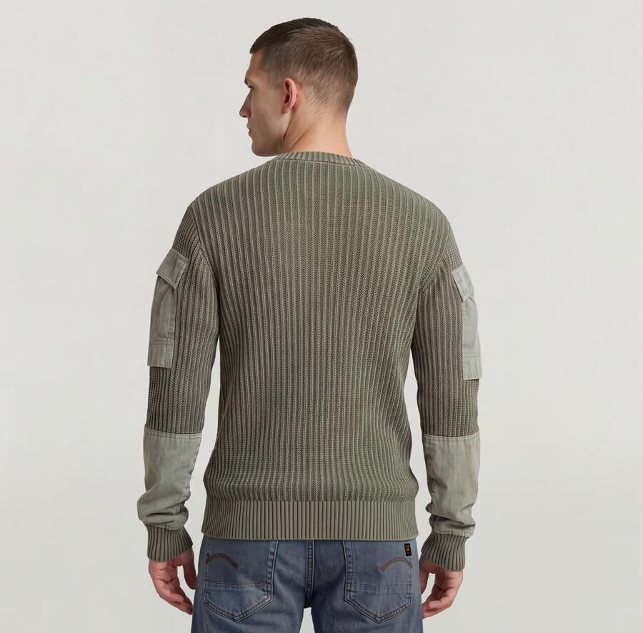 G-Star RAW Woven Mix Washed Gebreide Trui Groen Heren - Foto 4