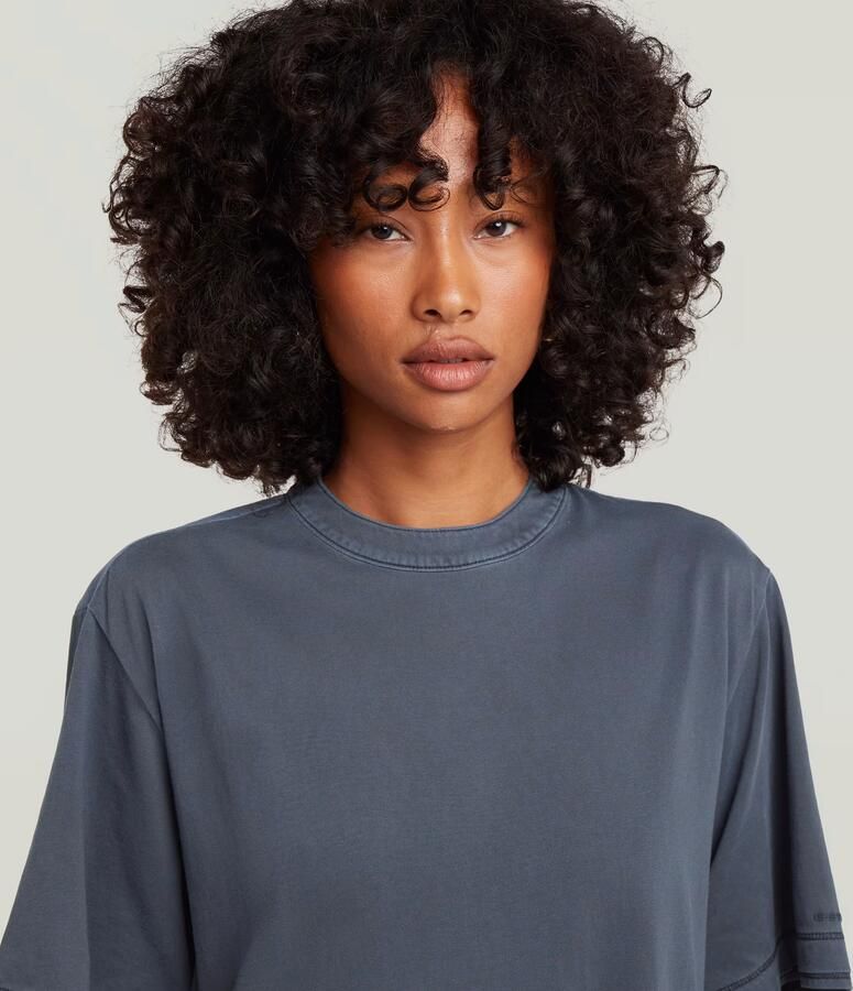 G-Star RAW Woven Mix Washed Jersey Jurk Donkerblauw Dames - Foto 3