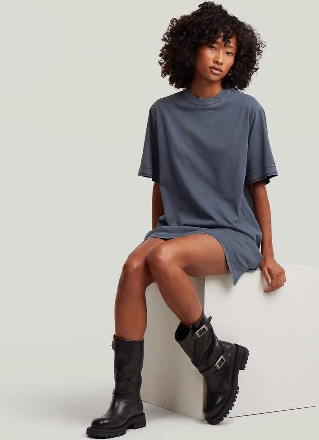 G-Star RAW Woven Mix Washed Jersey Jurk Donkerblauw Dames - Foto 5