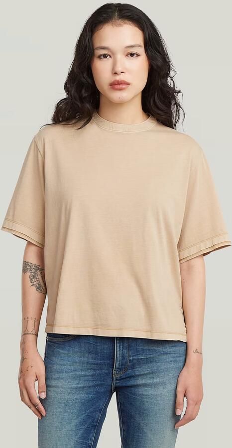 G-Star RAW Woven Mix Washed Relaxed T-Shirt Beige Dames