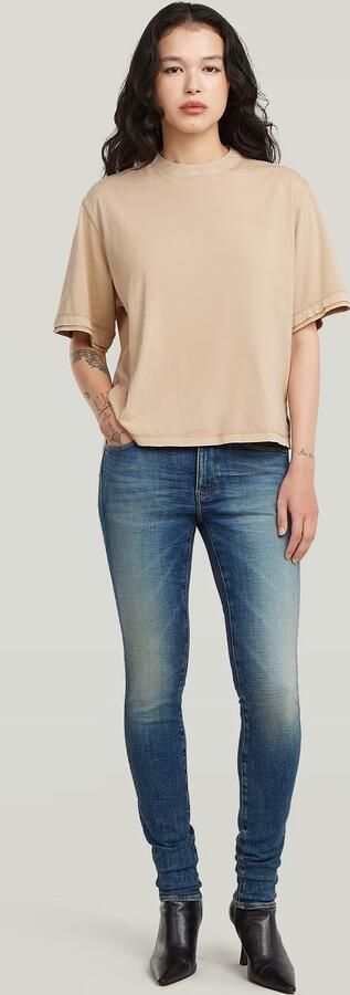 G-Star RAW Woven Mix Washed Relaxed T-Shirt Beige Dames - Foto 7