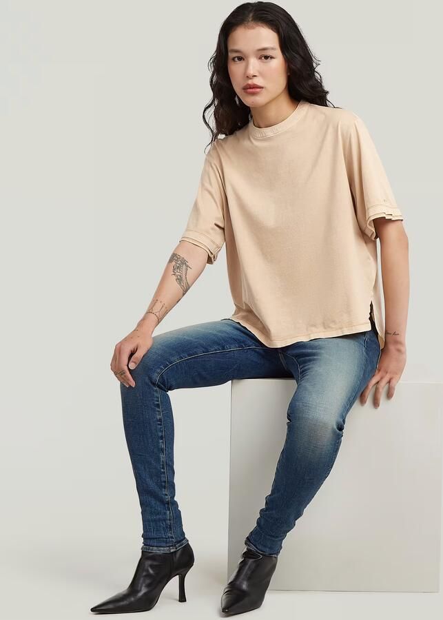 G-Star RAW Woven Mix Washed Relaxed T-Shirt Beige Dames - Foto 5