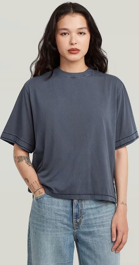 G-Star RAW Woven Mix Washed Relaxed T-Shirt Donkerblauw Dames