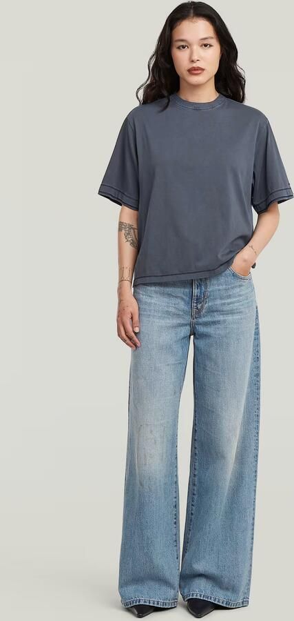 G-Star RAW Woven Mix Washed Relaxed T-Shirt Donkerblauw Dames - Foto 6