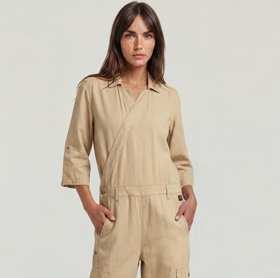 G-Star RAW Wrap Jumpsuit Beige Dames - Foto 4