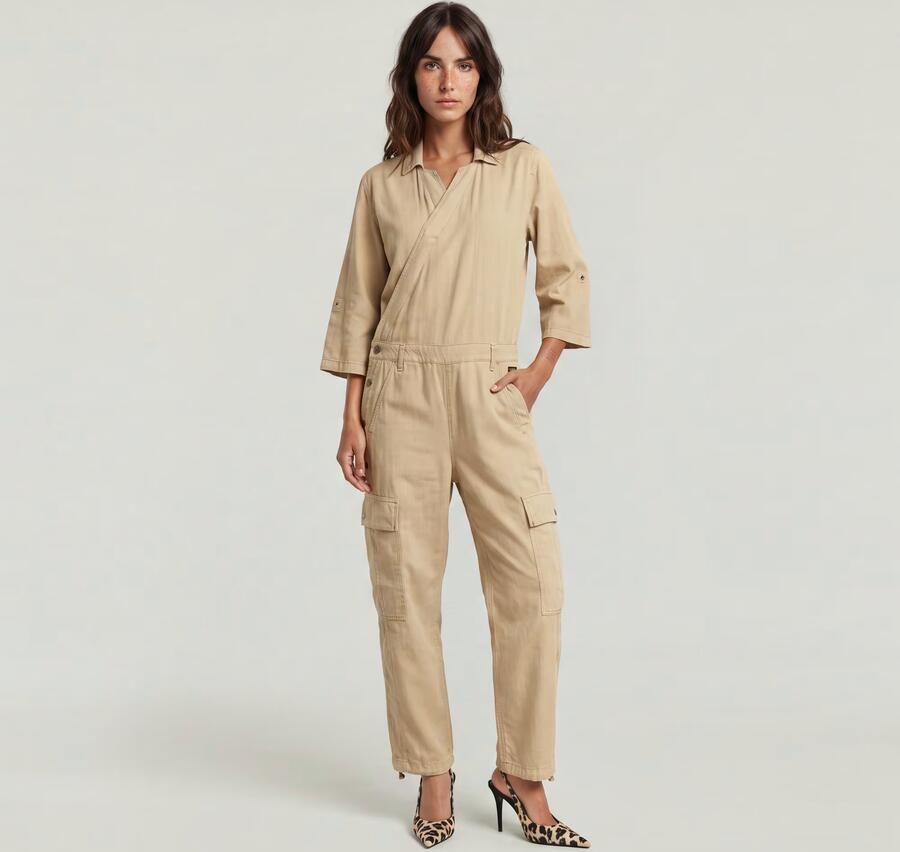 G-Star RAW Wrap Jumpsuit Beige Dames - Foto 6