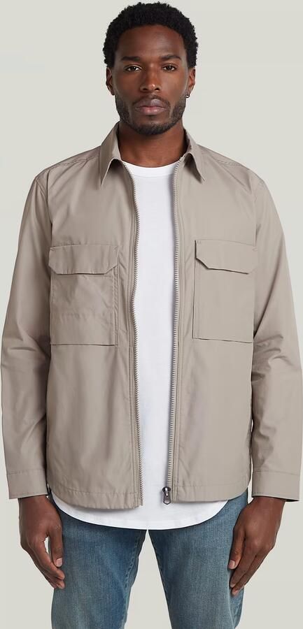 G-Star RAW Zip Regular Overshirt Beige Heren