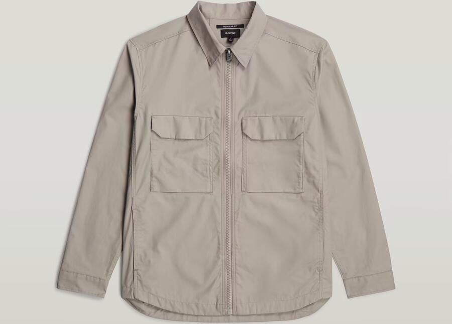 G-Star RAW Zip Regular Overshirt Beige Heren - Foto 4