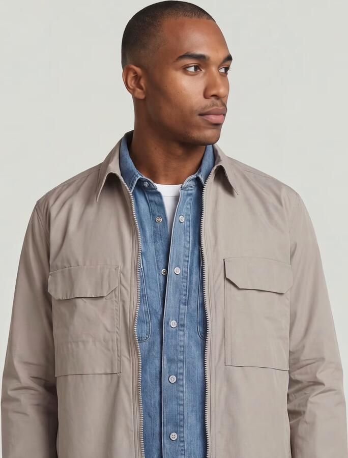 G-Star RAW Zip Regular Overshirt Beige Heren - Foto 4