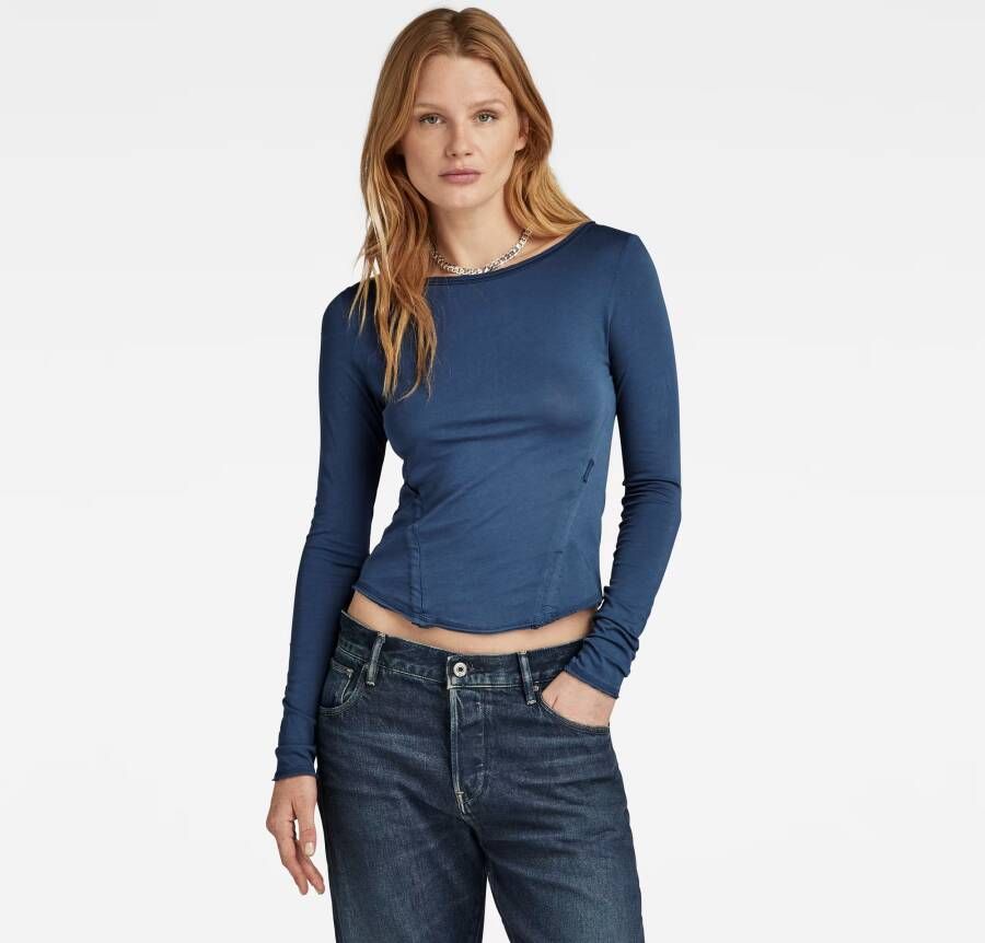 G-Star RAW Adjustable Slim Boothals Top Midden blauw Dames