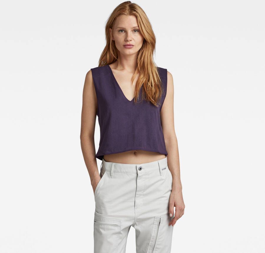 G-Star RAW Boxy Cropped Graphic Top Paars Dames