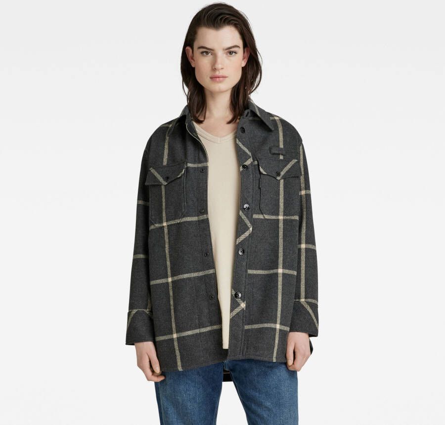 G-Star RAW Geruite blouse BF overshirt Landlake wool check r