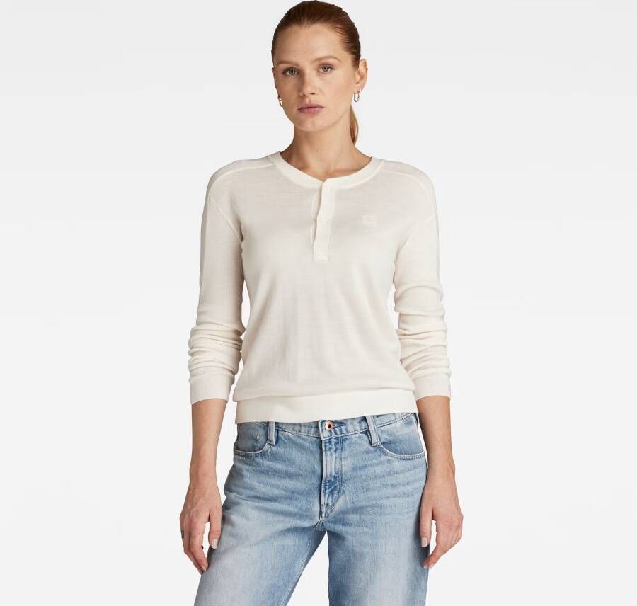 G-Star RAW Core Henley Gebreide Trui Beige Dames