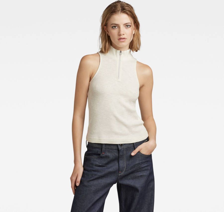 G-Star RAW Cycling Ultra Slim Top Met Rits Lichtblauw Dames