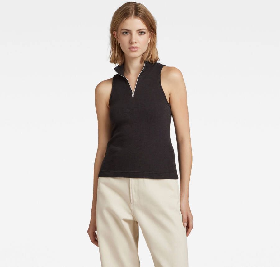 G-Star RAW Cycling Ultra Slim Top Met Rits Zwart Dames