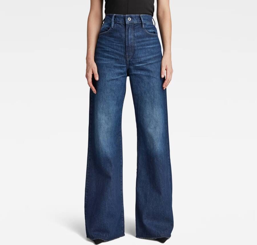 G-Star RAW Deck Ultra High Wide Leg Jeans Donkerblauw Dames