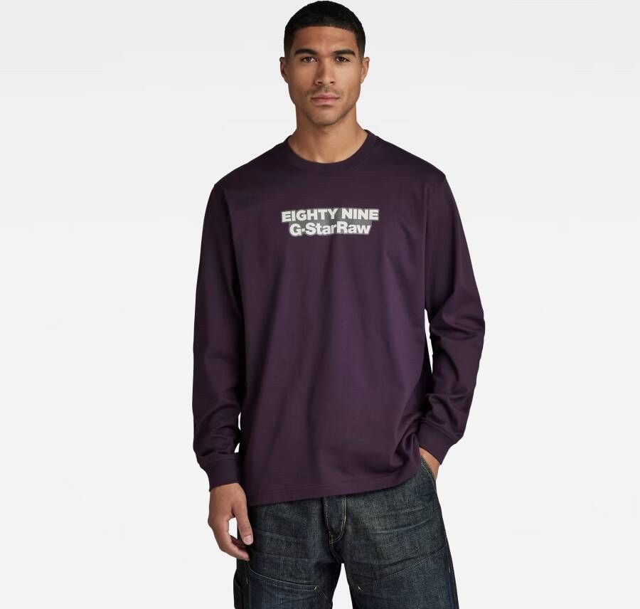 G-Star RAW Eighty Nine Graphic Loose T-Shirt Paars Heren