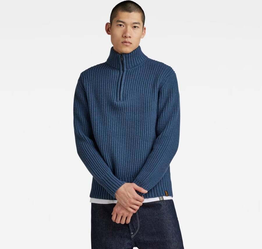 G-Star RAW Essential Gebreide Schipperstrui Trui Midden blauw Heren