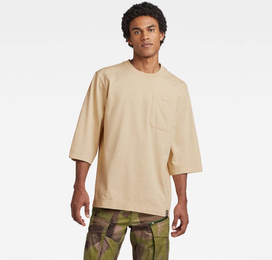G-Star RAW Essential Loose T-Shirt 3\4 Mouw Beige Heren