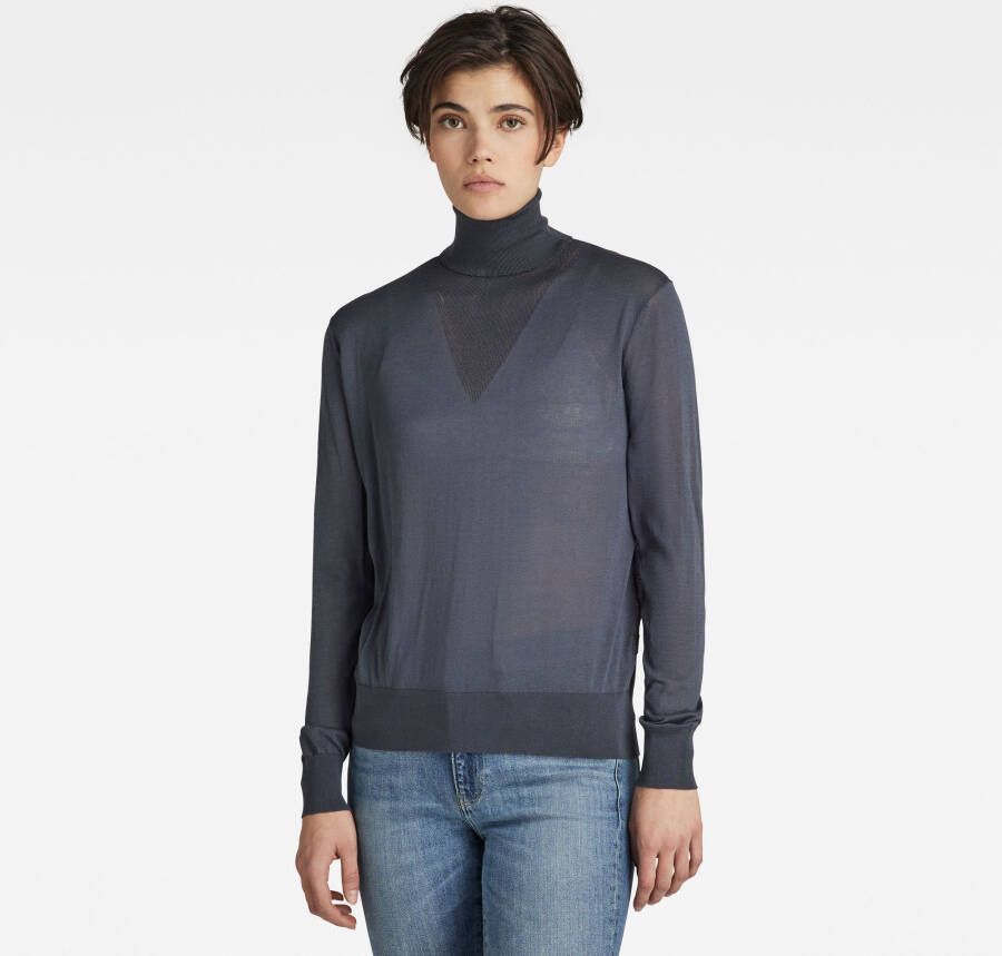 G-Star RAW Gebreide Roll Neck Trui Core Midden blauw Dames
