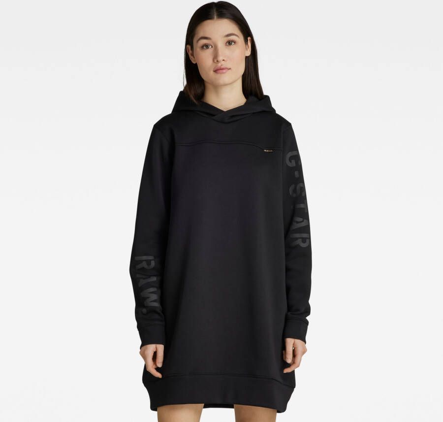 G-Star RAW Hoodie Sweaterjurk Multi Graphic Loose Zwart Dames