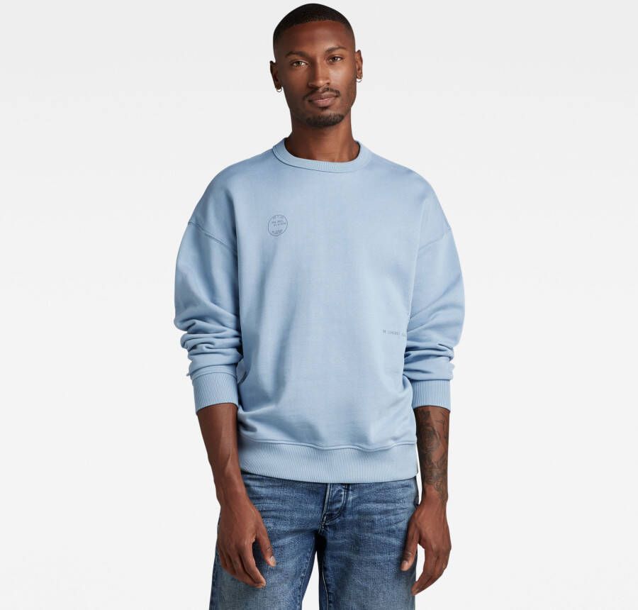 G-Star RAW Irregular Graphics Loose Sweater Lichtblauw Heren