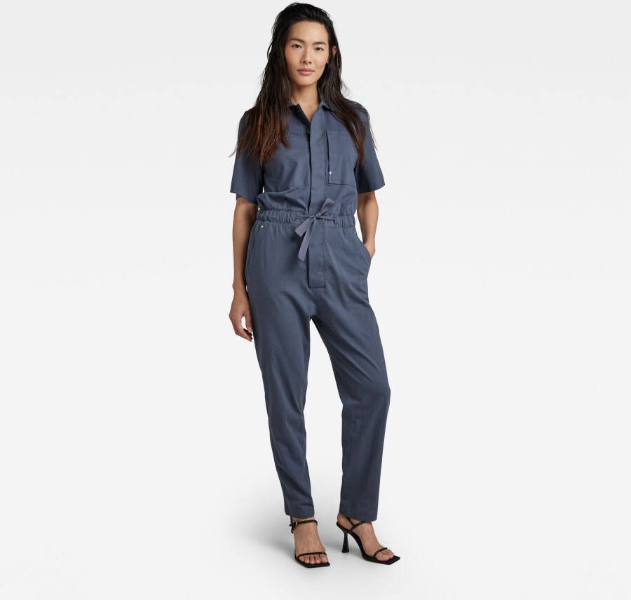 G-Star RAW Jumpsuit Army jersey s\s met elastische band en bindstrik