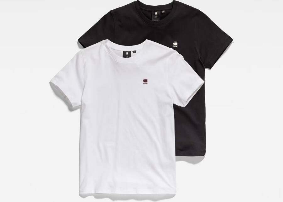 G-Star Raw t-shirt set van 2 zwart wit Jongens Katoen Ronde hals Effen 116