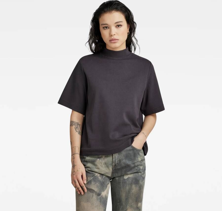 G-Star RAW Moto Logo Mock Top Grijs Dames