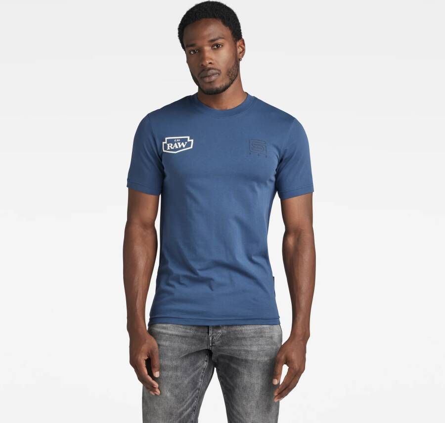 G-Star RAW Multi Graphic Slim T-Shirt Midden blauw Heren