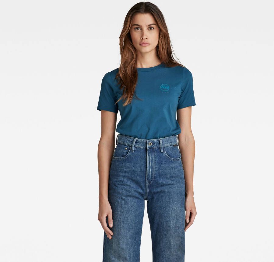 G-Star RAW Mysid Long Slim Top Midden blauw Dames