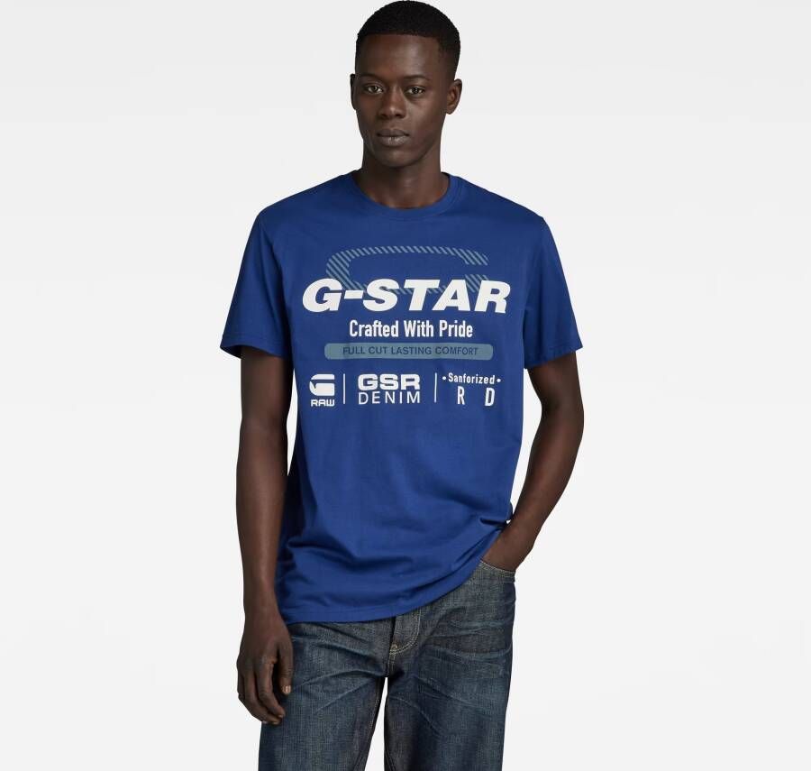 G-Star RAW Old Skool Originals T-Shirt Midden blauw Heren