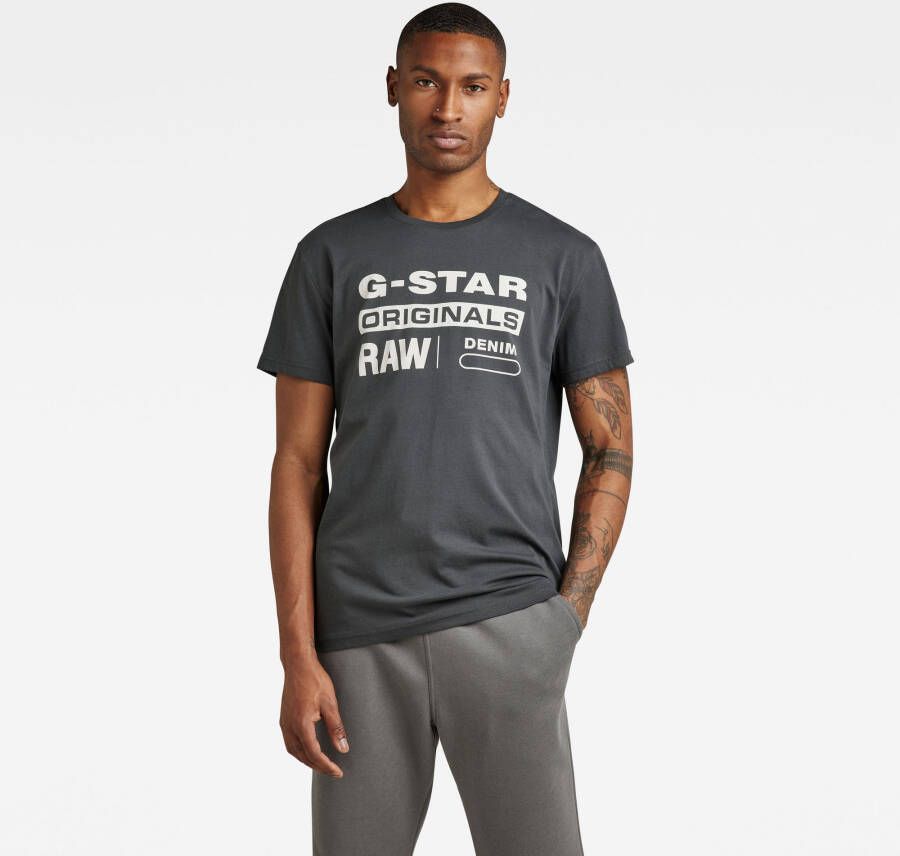 G-Star RAW Originals Label T-Shirt Grijs Heren