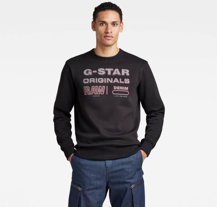 G-Star RAW Originals Stamp Sweater Zwart Heren