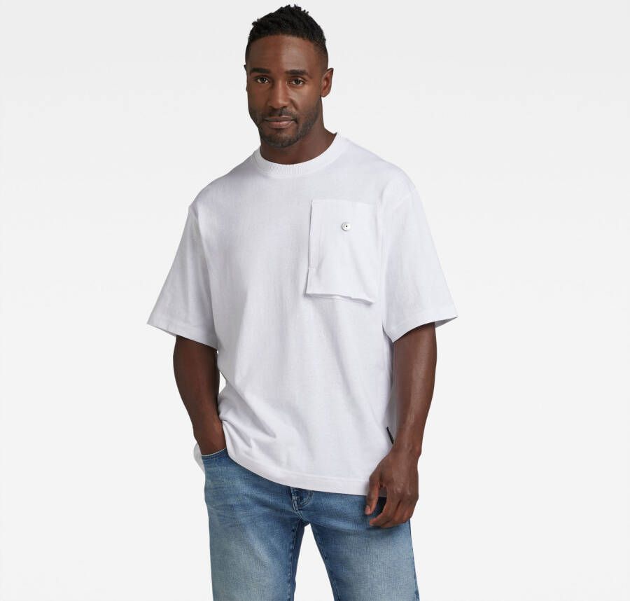 G-Star RAW Oversized Boxy T-Shirt Chest Pocket Wit Heren