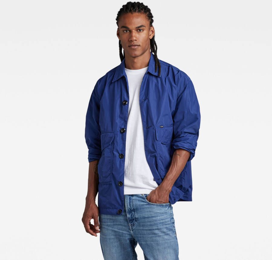 G-Star RAW Oversized Camp Overshirt Midden blauw Heren