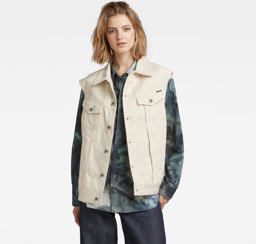 G-Star RAW Oversized Denim Bodywarmer Evergreen Wit Dames