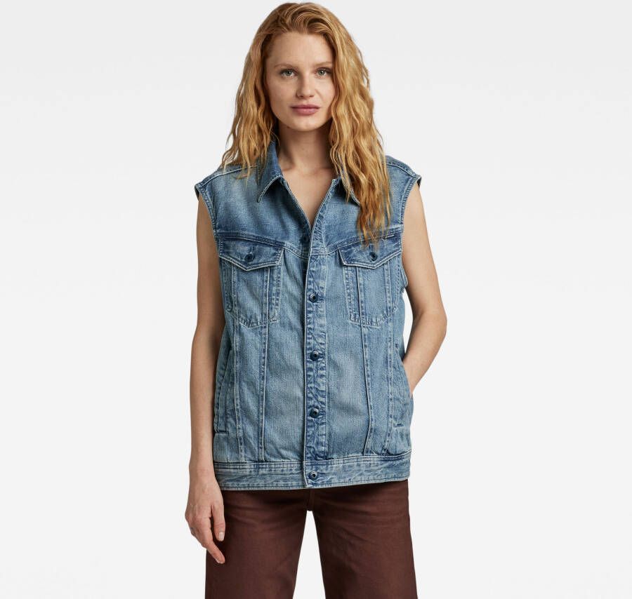 G-Star RAW Oversized Denim Bodywarmer Lichtblauw Dames