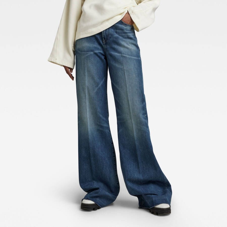 G-Star RAW Premium Deck Ultra High Wide Leg Jeans Midden blauw Dames